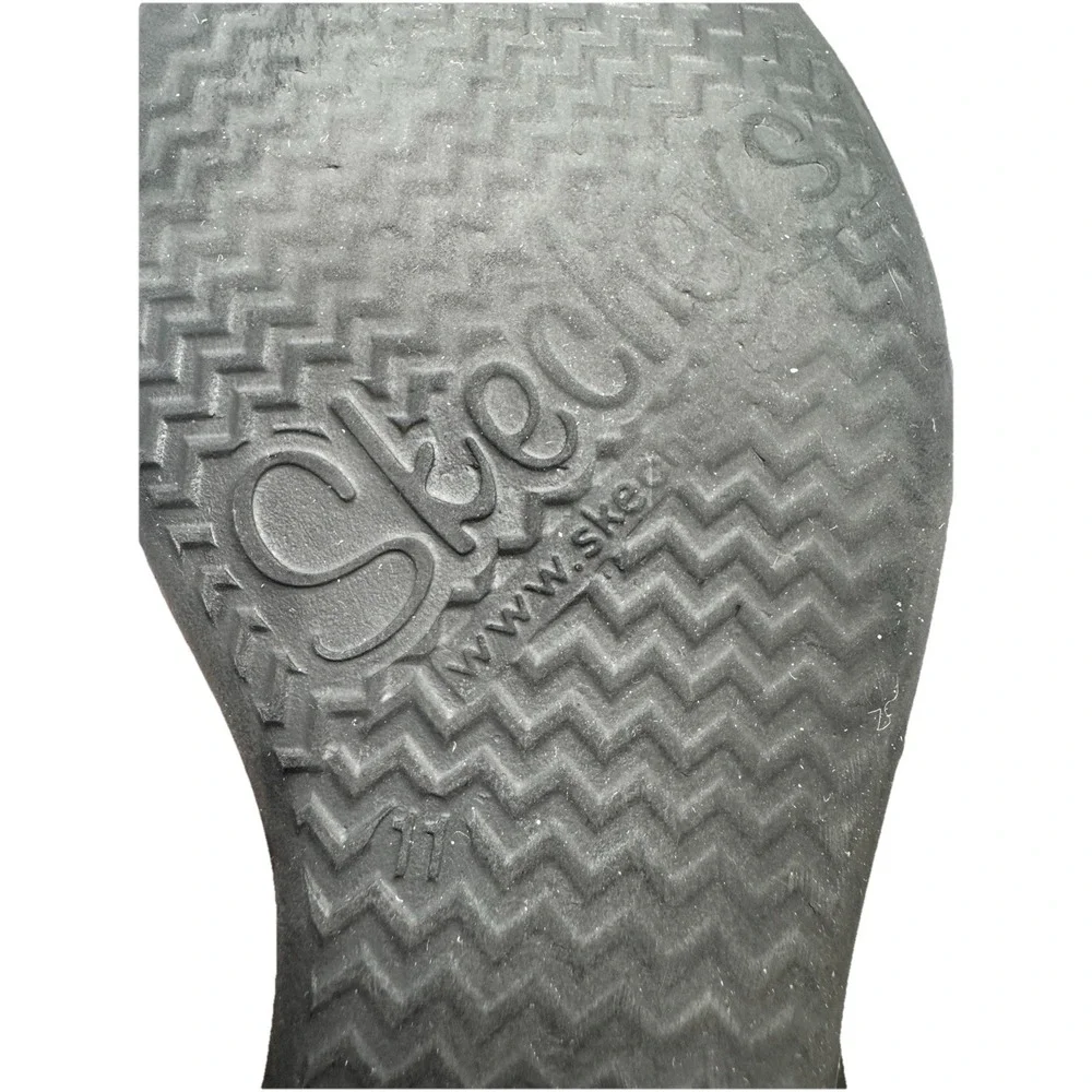 🔥Skechers 🖤Black Wedge Sandals Rumblers Strappy Lace Slip On Memory‎ Foam 11